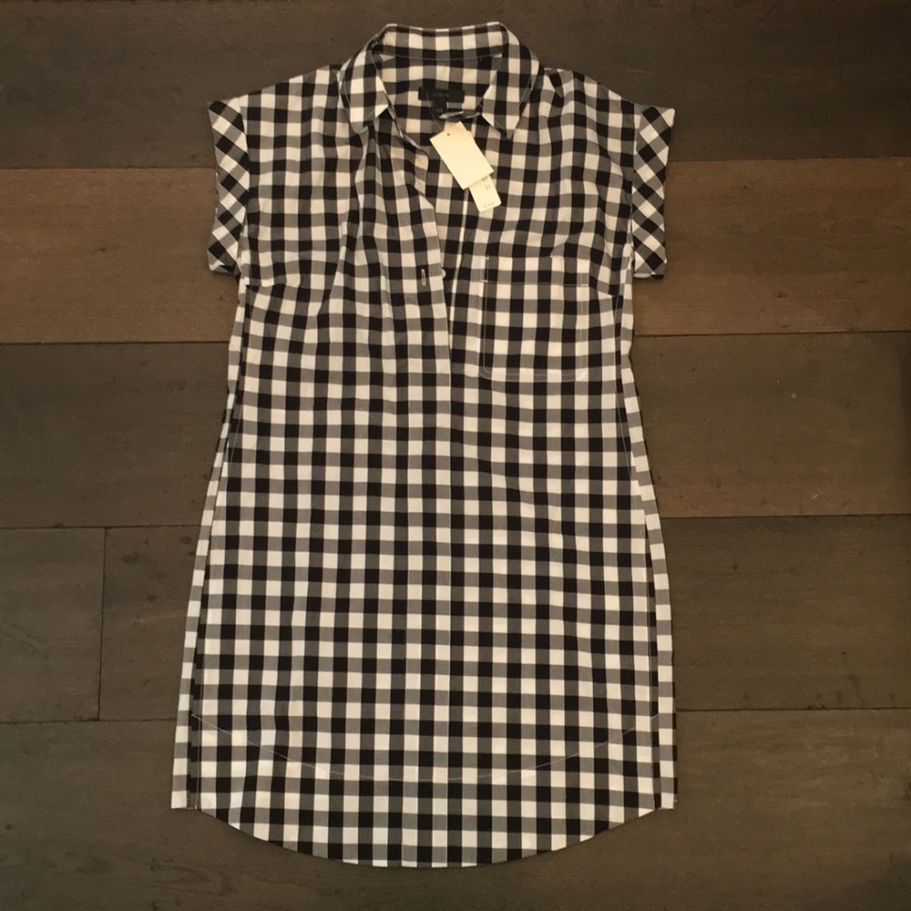 j. crew gingham short sleeve dress